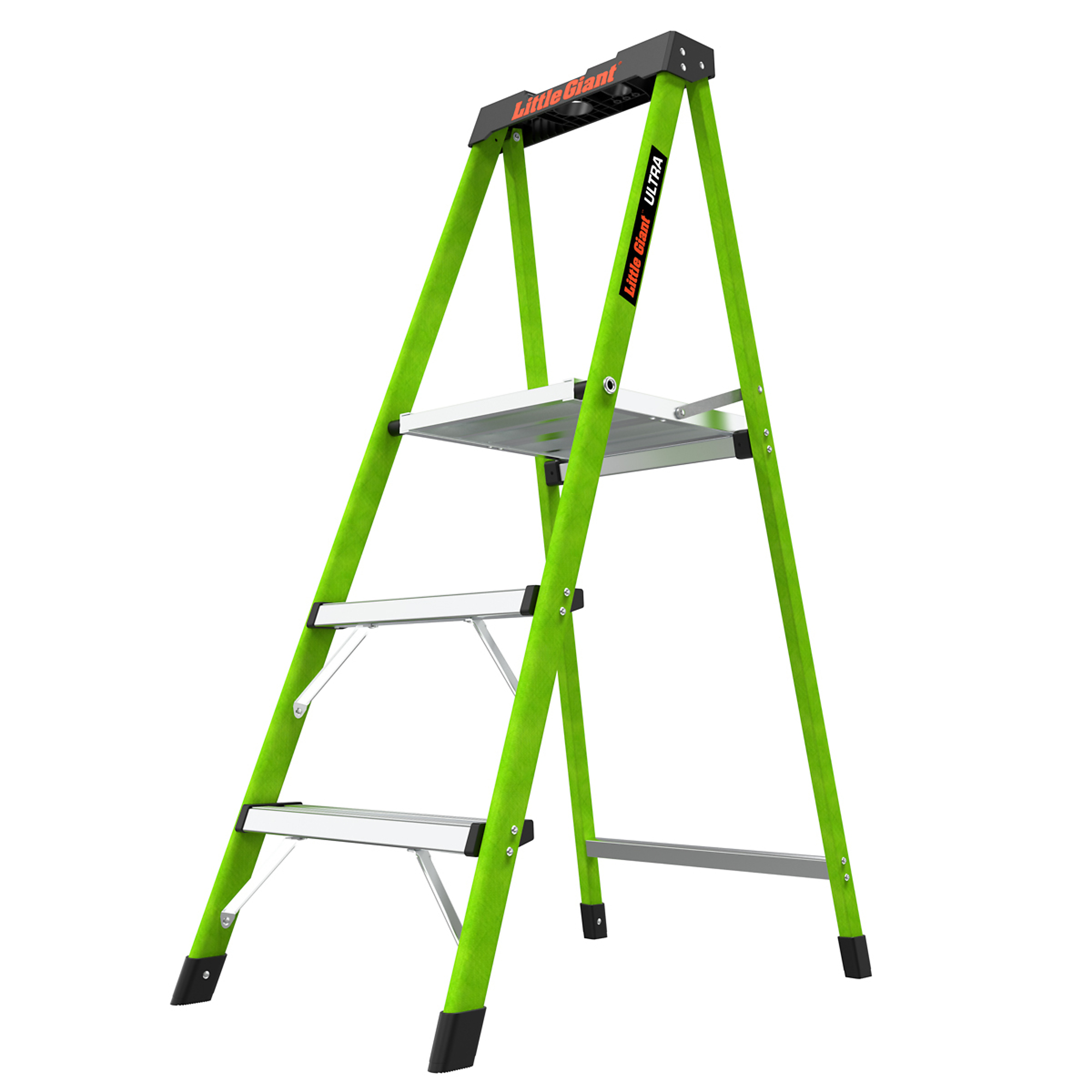 Little Giant Ultra Step Stool - 3-Step, 3ft., 300-Lb. Capacity, Fiberglass, Tool Tray, Model# 11863